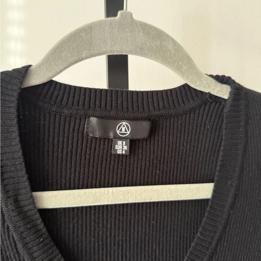 MISSGUIDED BLACK V-NECK SWEATER DRESS - Picture 3 of 4